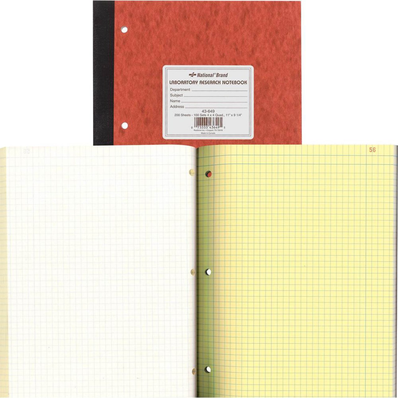 National Rediform Laboratory Research Notebook - 200 Sheets - Sewn - 9 1by4" x 11" - Brown Paper - BrownPressboard Cover - Micro